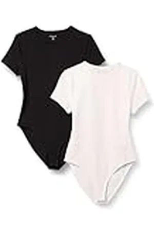 Amazon Kvinnors stretch bomullströja slim-fit t-shirt kroppsdräkt, 2-pack, , X-Small