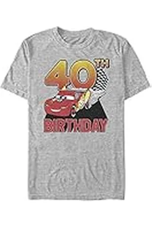 Disney Pixar Unisex bilar 2 Lightning Birthday 40 Organic kortärmad T-shirt, , XXL, , XXL