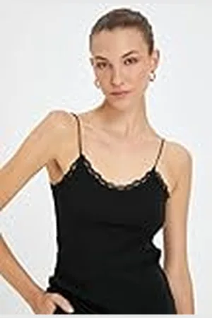 Koton Kvinnor Lacy bomull spaghetti strappy pyjamas topp, , S
