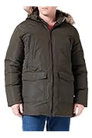 JACK & JONES Varm fodrad vinterjacka för män | Parka jacka | med fuskpäls huva JJECRAFT, , M