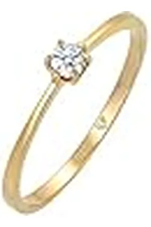 Elli DIAMORE ring dam solitär förlovning med diamant (0,10 ct.) i 585 e Gult guld, 58, colore: , cod. 0601231314_58