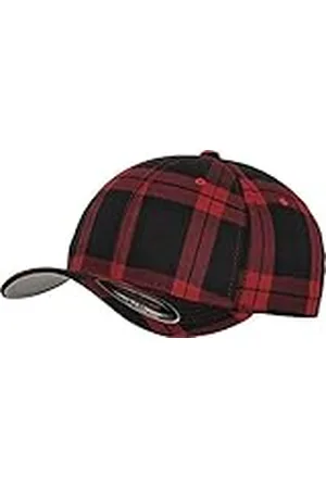Flexfit Tartan pläd svart grå ullkammad stretchig, monterad keps Basecap, , L/XL