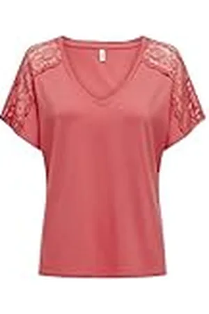 ONLY Onlmoster S/S V-hals spets topp JRS t-shirt, , XL
