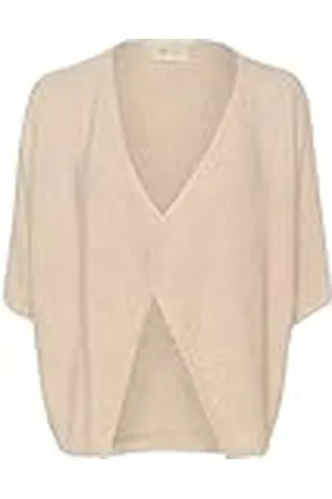 Cream Dam Bolero överdimensionerad passform kortärmad öppen kofta V-hals dam, , M/L