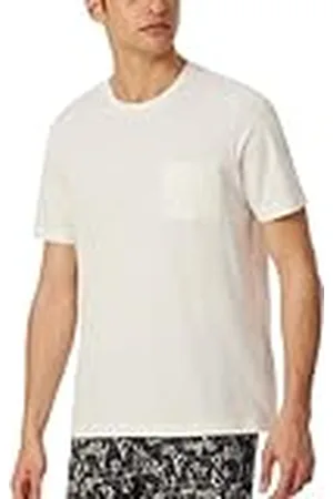 Schiesser Sovskjorta för män, kortärmad, rund hals mix + avslappnad pyjamastopp, off white_182599, 52, , 52 SE