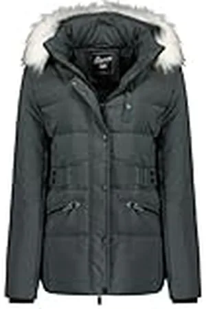 Geographical Norway Chester Lady parkas lång tjock varm dam höst vinter - tunn kappa med huva fuskpäls - vindjacka - elegant dunjacka för kvinnor ( S), , S