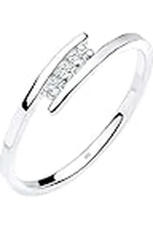 Elli DIAMORE Ring kvinnor klassisk elegant med diamant (0,06 ct.) i 925 sterlingsilver, Q, sterlingsilver, Diamanter