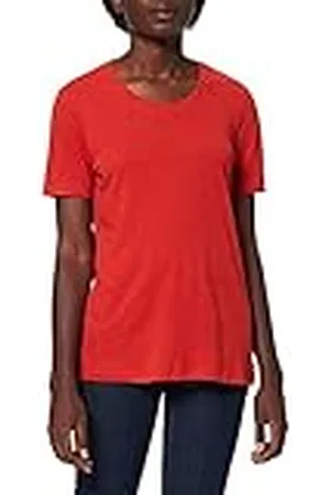 Scotch&Soda Dam rund halsringning av linneblandning T-shirt, , L