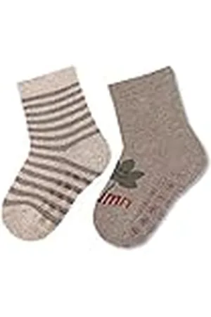 Sterntaler Unisex barnplattor strumpor baby ABS-strumpor dubbelpack höst och randig, , 18 EU