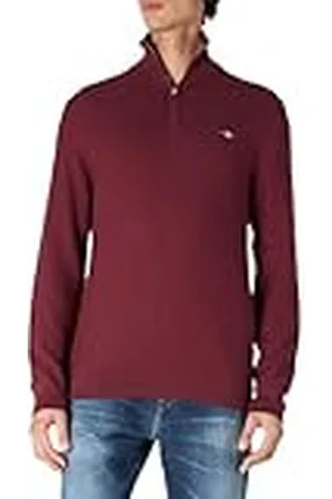 GANT Cotton Micro texturerad halvdragkedja, , XL