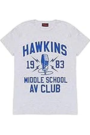 Popgear Flicka Stranger Things Hawkins Middle School Av Club T-Shirt Heather Grey Fashion, , 9-10 År