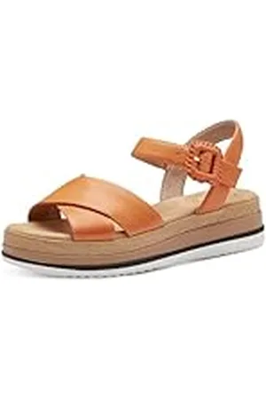 Tamaris Dam komfort 8-88701-42 650 orange kilplatå bekväm mångsidig vardagssko festlig eleganta platta sandaler, 42 EU bred, , 42 EU Weit