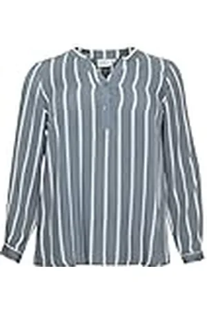Kaffe Dam Plus Size Skjorta Blus Randig Oversize V-ringad Långärmad, , 50 Plus