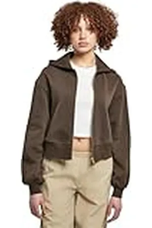 Urban classics Dam kort överdimensionerad dragkedja jacka sweatshirt, , 5XL