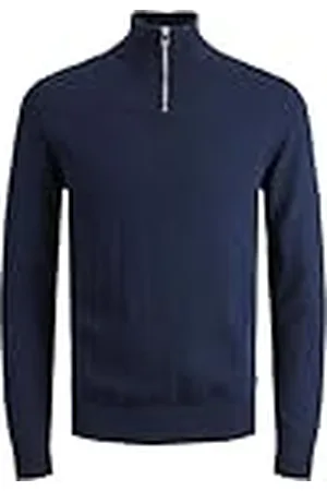 JACK & JONES Emil Stickad tröja med halv dragkedja Herr