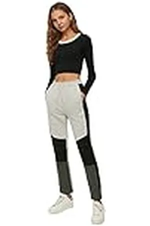 Trendyol Kvinnors färg blockerad basic joggare stickad tracksuit sweatpants, XS