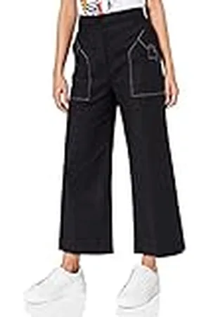 Moschino Moschino Cropped Wide-Leg Byxor för kvinnor i stretch twill, med lappfickor och anpassade hjärtformade lediga byxor, , 44 SE