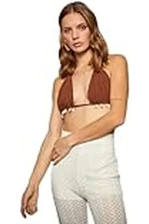 Koton Dam triangel bikini topp stickad mössa hav skal detalj badkläder, , M/L