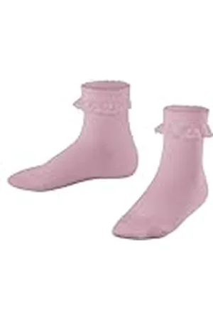 Falke Unisex barn romantiska spetsstrumpor andningsbar bomull tunn elegant texturerad med volangmanschetter idealiska för festliga tillfällen som nattvard 1 par, , 23-26 EU