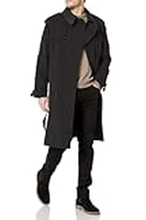 London Fog Ikonisk dubbelbröstad trenchcoat för män med dragkedja och avtagbar trenchcoat med topp krage, , 48