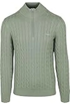GANT Herr bomull kabel halv dragkedja tröja, , 3XL