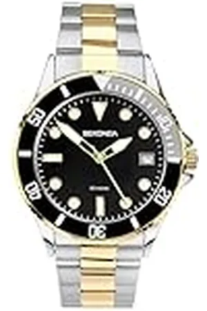 Sekonda Män 39 mm dyk-stil sport kvartsur rostfritt stål armband datum fönster 50 m vattentålig, , Armband