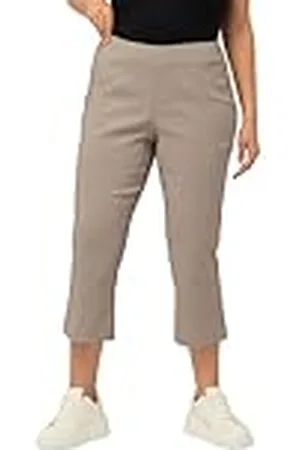 Ulla Popken Dam stora storlekar överdimensionerade bengalinbyxor, vadlång, elastisk linning, stretch, , 45W / 32L