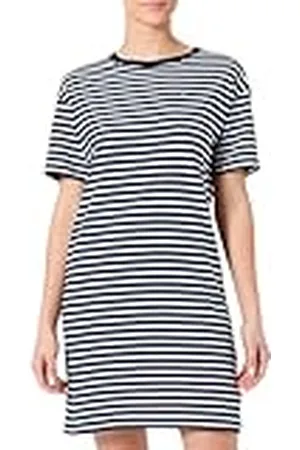 Tommy Hilfiger Dam RANDIG SS T-SHIRT KLÄNNING UW0UW05937, blå, XL, , XL