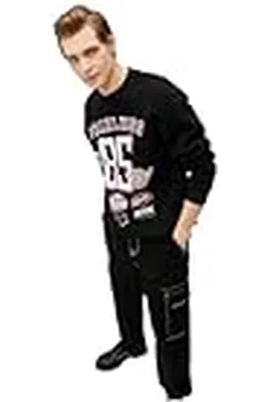 Koton Män motorcykel tryckt sweatshirt långärmad crew neck, , S