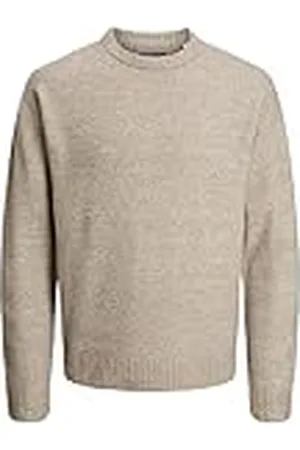 JACK & JONES Stickad tröja för män med rund hals enfärgad stickad tröja med rund hals, , L