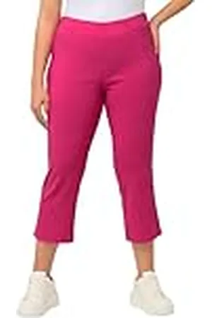 Ulla Popken Dam stora storlekar överdimensionerade bengalinbyxor, vadlång, elastisk linning, stretch, , 33W / 32L