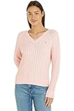Tommy Hilfiger Dam Co kabel V-nk tröja pullovers, , XXL stor tall
