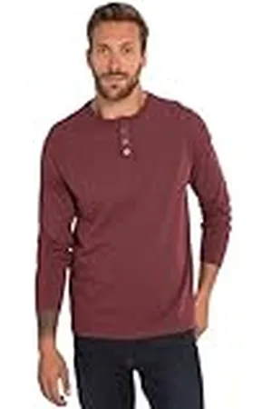 JP 1880 Herr, stora storlekar, Henley, långärmad, vintagelook, rund hals, knapplist, upp till 8 XL, , 3XL