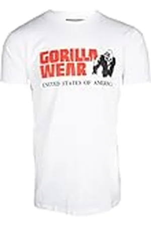 Gorilla Wear Klassisk t-shirt – svart – klassisk topp med logotyp för sport daglig träning träning löpning jogging bekväm normal passform lätt gjord av bomull rörelsefrihet stor