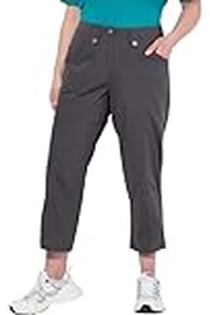 Ulla Popken Dam stora storlekar överdimensionerade plus size 7/8 cargobyxor, krempelbar, komfortlinning, , 36W / 32L
