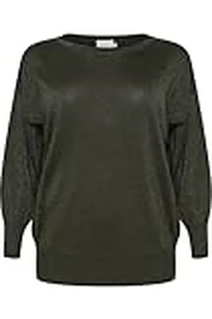 Kaffe Plusstorlek tröja för dam casual passform Crew neck metallisk garn, , M stor