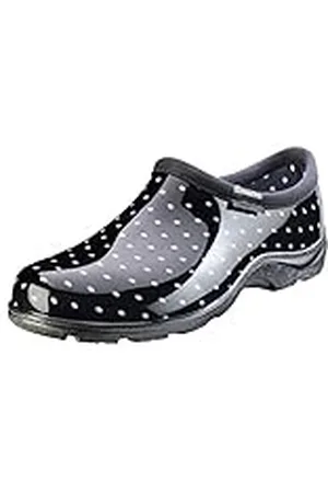 Sloggers Original Waterproof Rain and Garden Shoe for Women– Outdoor Slip-On Garden Clog - Made in The USA with Premium Comfort Insole and Arch Support - Polka Dot Print Black and White, Size 11
