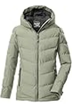 Killtec Flicka quiltad jacka/funktionell jacka i dunlook med huva KOW 220 GRLS QLTD JCKT, sage, 128, 43506-000, , 128