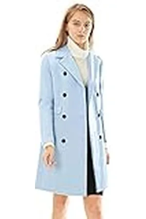 Allegra K Dam elegant tandat slag dubbelknäppt lång trenchcoat, Blå, 34