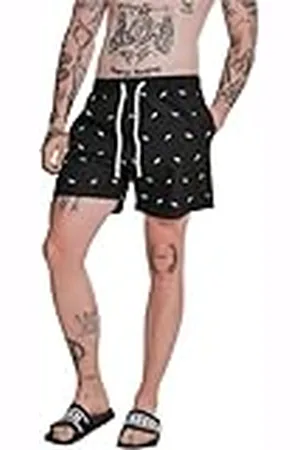 Urban classics Badbyxor för män, broderi, badshorts för män, finns i många varianter, storlekar S–5XL, Svart (Shark/Black/White 01700), XL