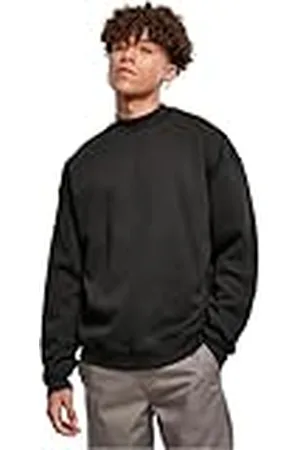 Urban classics Herrtröja med hög ribbkrage, bred mock neck tröja, överlappande axlar, storlek S till XXL, , 5XL