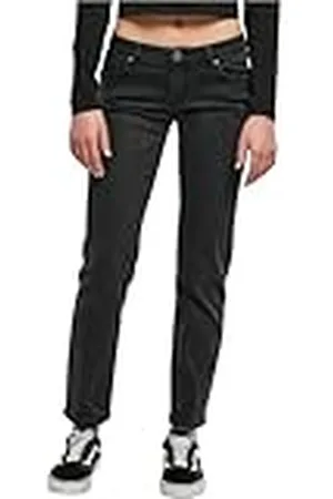 Urban classics Dam byxor med låg midja raka denim byxor, , 26
