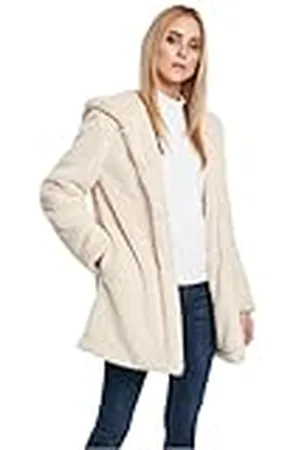 Urban classics Dam Fuskpäls Teddyjacke Plüsch Mantel aus Teddy-Fleece - Ladies Hooded Teddy Coat, , XXL