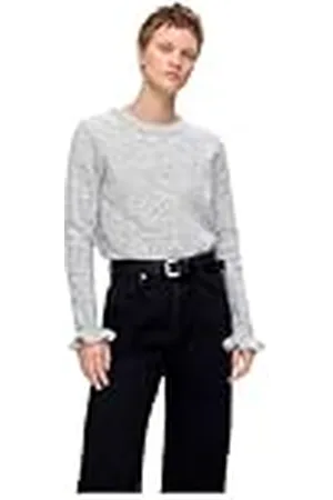 SELECTED SLFLULU LS stickad frill manschett O-hals NOOS, , S