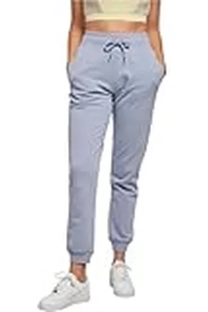 Urban classics Joggingbyxor för kvinnor av ren ekologisk bomull med manschetter på benet, sportbyxor för kvinnor med hög midja, storlekar XS – 5XL, , M