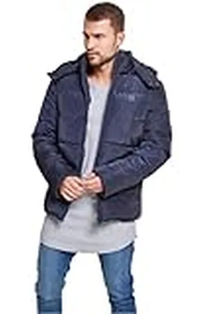 Urban classics Herr Vadderad jacka med elastiska manschetter, hög hals dragkedja, avtagbar huvtröja Dunjacka med huva med quiltad insida, , 4XL Stor