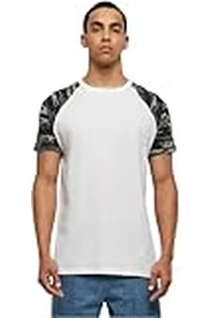 Urban classics Baseball-t-shirt för män, kontrastkortärmad t-shirt, sportskjorta, rund hals, 100% jersey-bomull tillgänglig, storlekar: S-5XL, , L