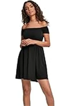 Urban classics Damklänning, smoked off shoulder, damklänning, finns i många olika färger, storlekar XS – 5XL, svart, M