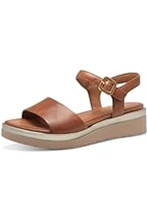 Tamaris Dam komfort 8-88708-42 440 NUT Wedge platå bekväm mångsidig vardagssko festlig eleganta platta sandaler, 42 EU bred, , 42 EU Weit