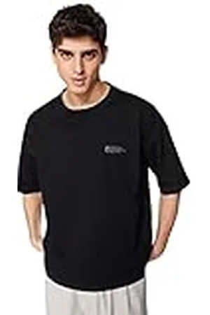 Trendyol Herr Man Oversize Basic stickad T-shirt med rund hals, , XL